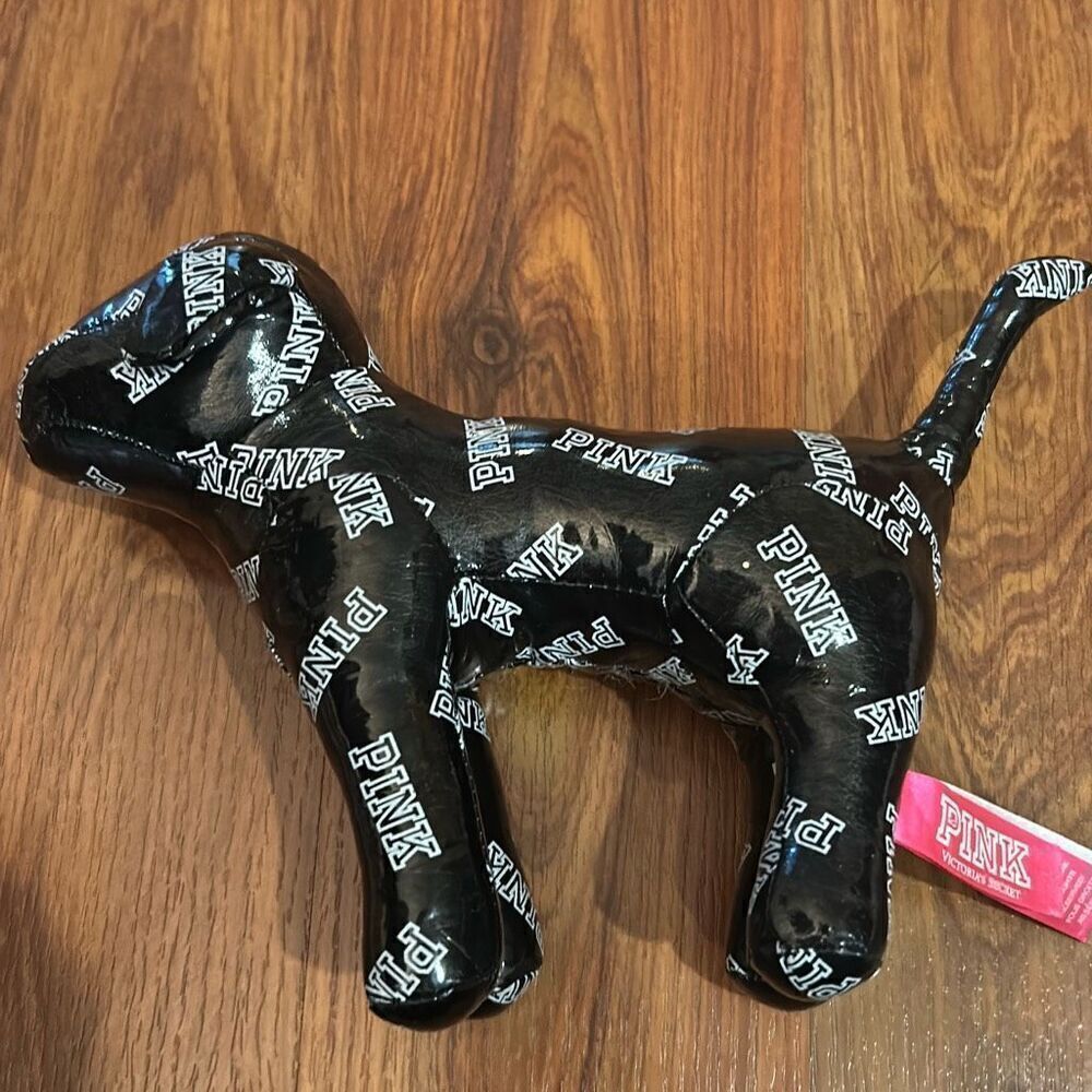 PINK Victoria’s Secret y2k 1986 black patent leather dog stuffed animal